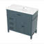 Meuble-lavabo 36 po avec lavabo, armoire de salle de bain bleue avec tiroirs, cadre solide et panneau de fibres à densité moyenne, un paquet