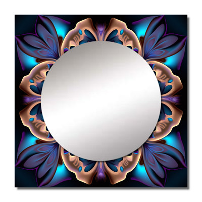 Celestial Mandala In Mysterious Purple & Blue III - Boho Mandala Square Mirror For Wall Art Decor