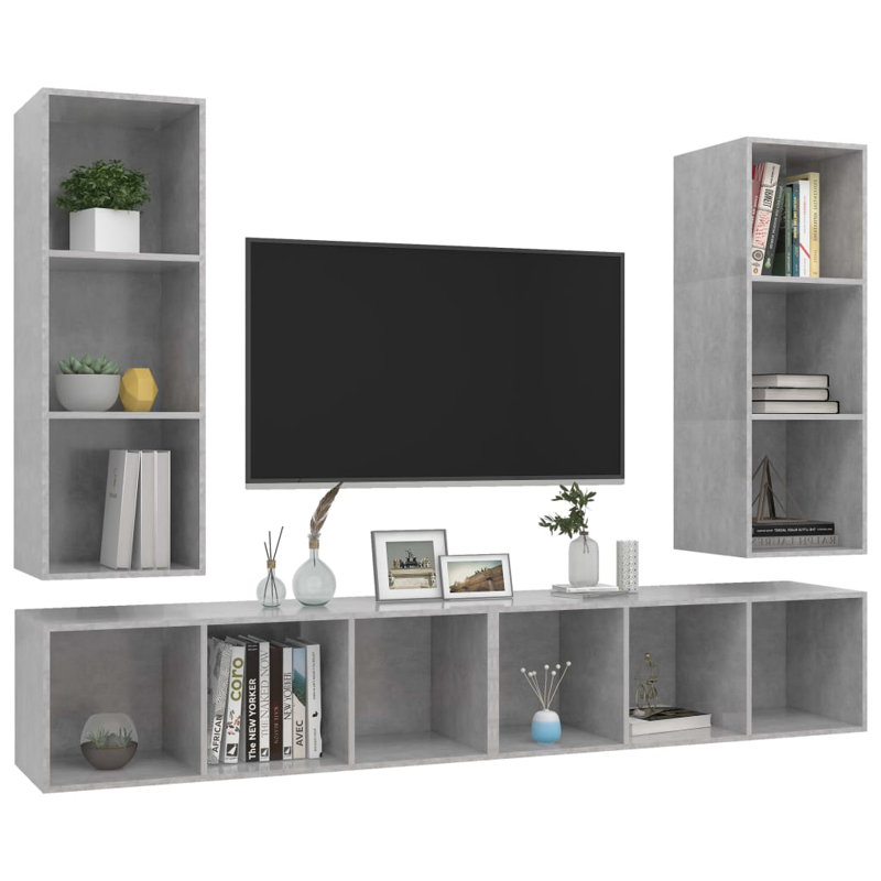Draxton Unfinished TV Stand for TVs up to 88", Concrete Grey