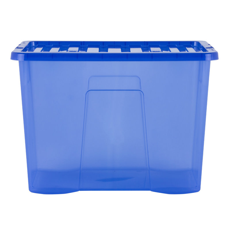 Wham Crystal 80L Plastic Storage Box Pack of 8 Tint Spectrum Blue