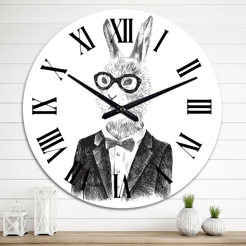 Habillé de lapin en style hipster - Horloge murale pour enfants, Moyen