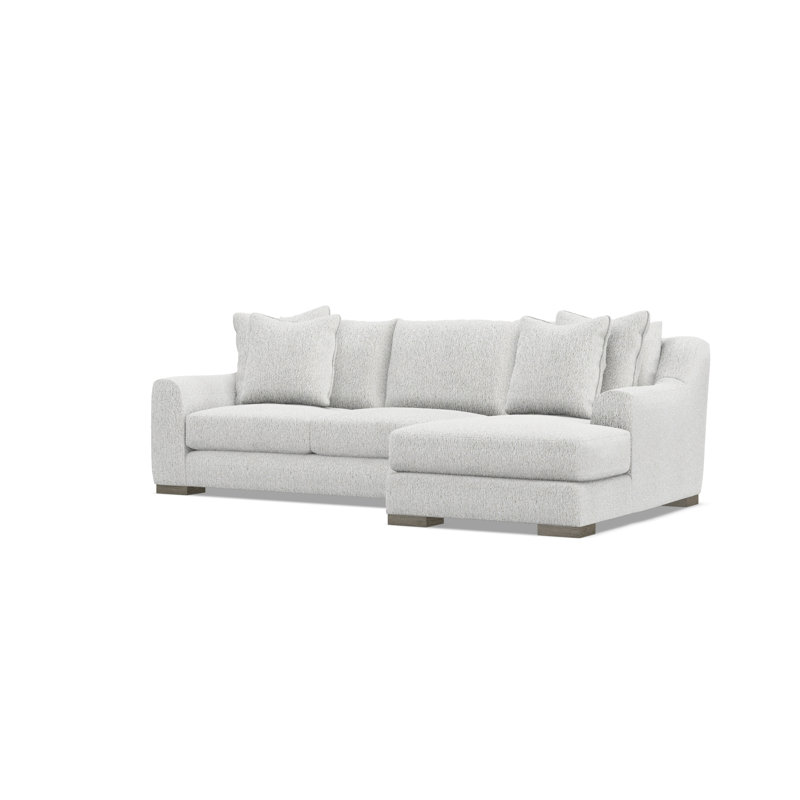 Gabi 3-Piece Fabric Sectional, 35" H x  105" W x 63.5" D, White Polyester, Right Hand Facing