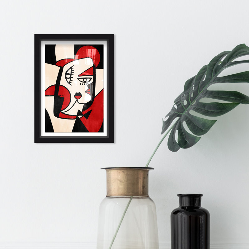 Imprimé abstrait rouge et noir - par, Noir, H 16 po x l 11 po x P 1 po