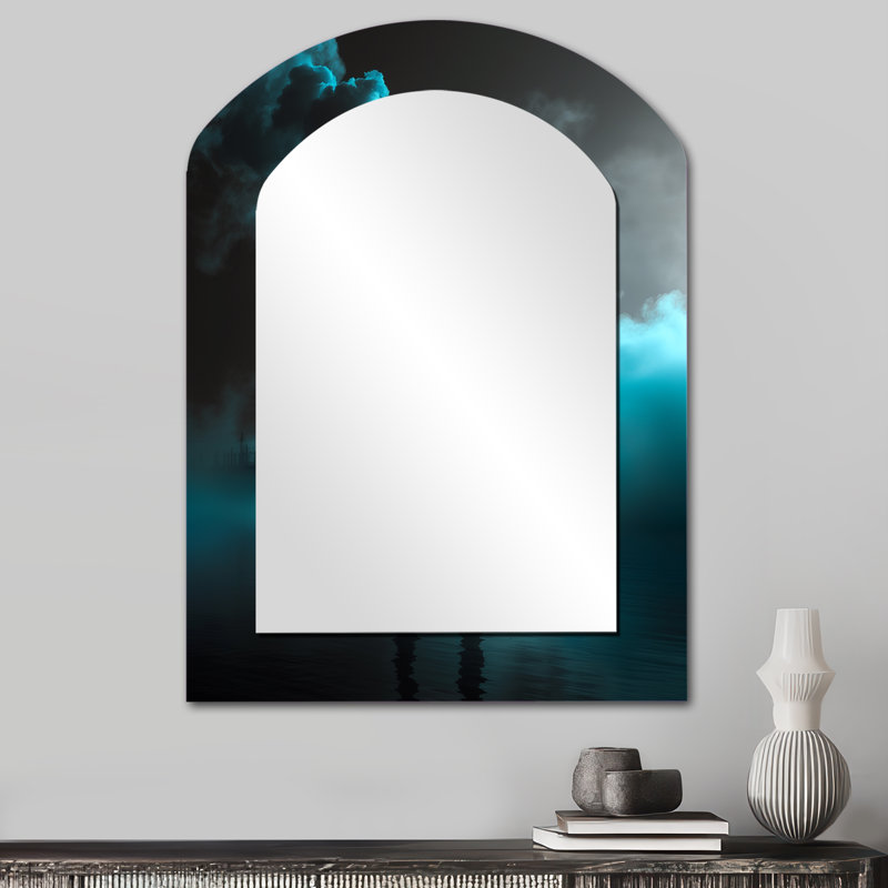 Miroir mural arche moderne gris, 34 po x 25 po