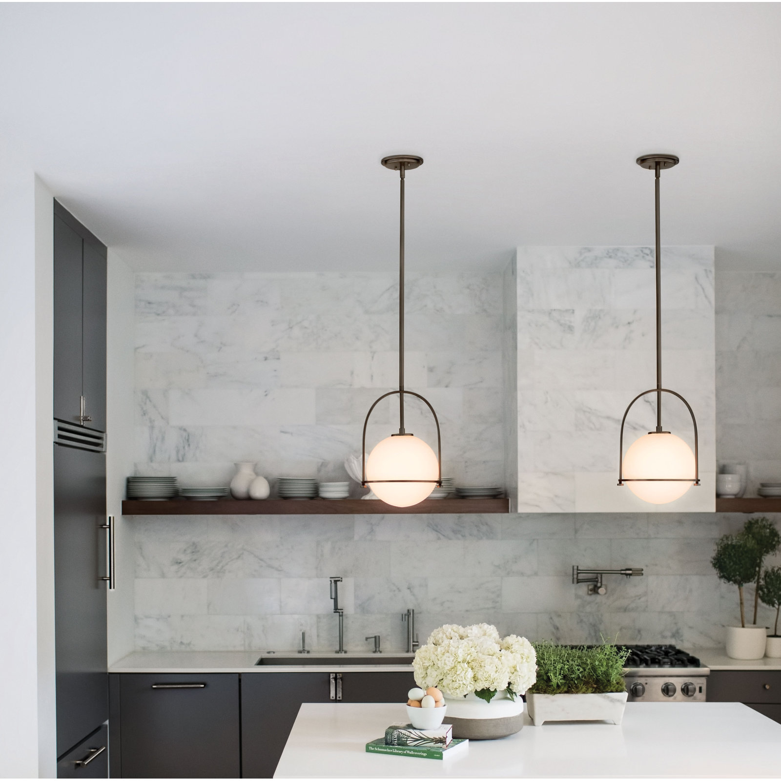 Arie Dimmable Single Light Pendant, 17" H x 11.5" W x 11.5" D, Buckeye Bronze