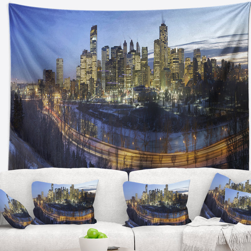 Photo centre-ville de calgary tapisserie Cityscape, H 32 po x l 39 po