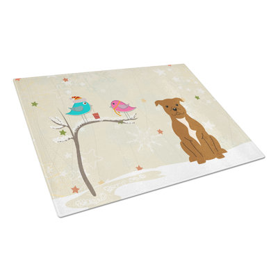Caroline's Treasures Christmas Presents Glass Staffordshire Bull Terrier Cutting Board