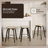 Hoxha Leather Square Counter Stool With Stained Poplar Wood Frame And 360-Degree Swivel Hoxha Collection-1281009130