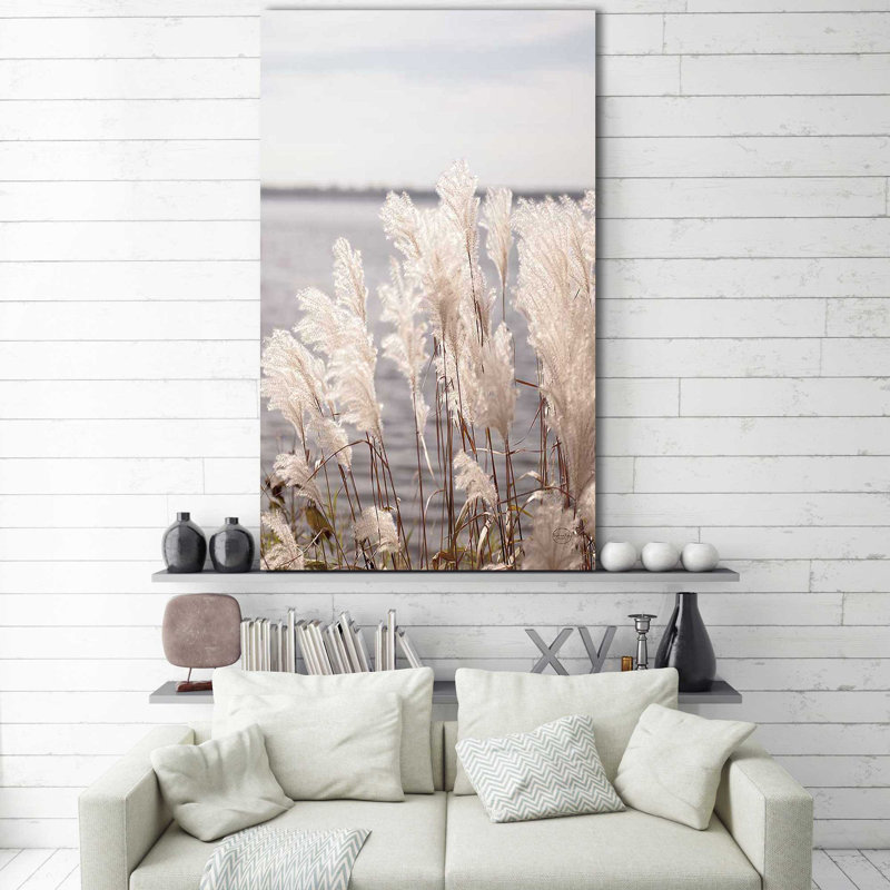 Herbe de la pampa - photographie, H 48 po x l 28 po x P 1,5 po, Toile tendue