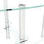 Table basse ovale moderne en verre transparent à 3 niveaux - Pieds en acier inoxydable, idéale pour la décoration du salon. Facile à nettoyer.