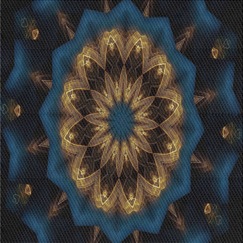 Tapis noir/bleu/beige à motifs Wuest, Carré 8 pi