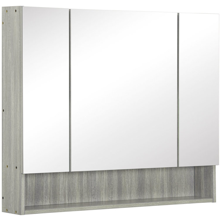 900mm W 750mm H Surface Framed Medicine Cabinet with Mirror and 5 Adjustable Shelves