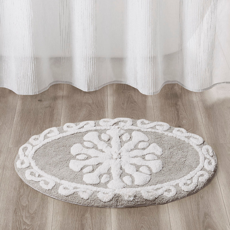 Medallion Cotton Tufted Bath Rug, 0.5" L x 25" W, Taupe