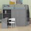 Lit mezzanine avec garde-robe, bureau et tablettes-226718734