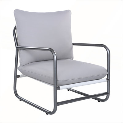 Fauteuil d'extérieur durable à structure en aluminium avec coussin amovible résistant aux intempéries pour la détente sur le patio et le balcon