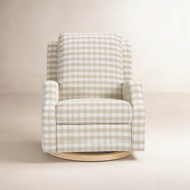 Crewe Recliner and Swivel Glider, Tan Gingham Polyester Blend