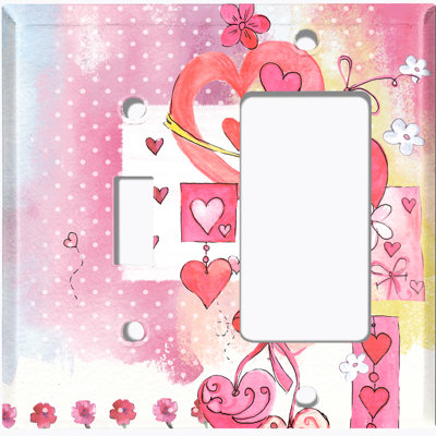 Plaque murale à 2 interrupteurs à bascule Love Ornament Hearts