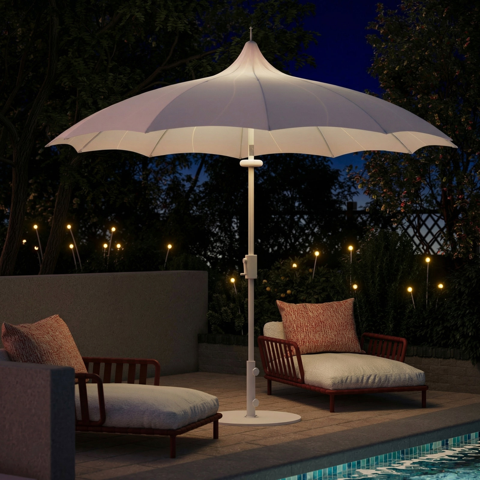 Dannyel 8' Lighted Market Umbrella, Gradient Blue, with LED Light