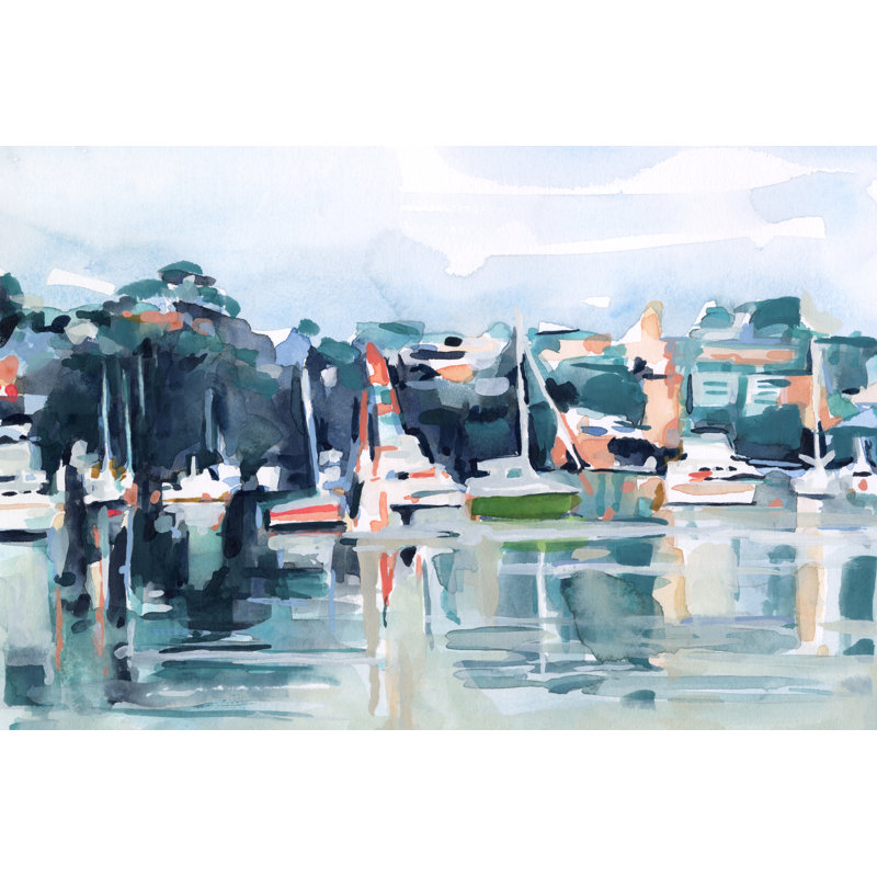 'BayII' by Emma Scarvey - Painting Print, 81cm H x 122cm W, Black Floater Frame