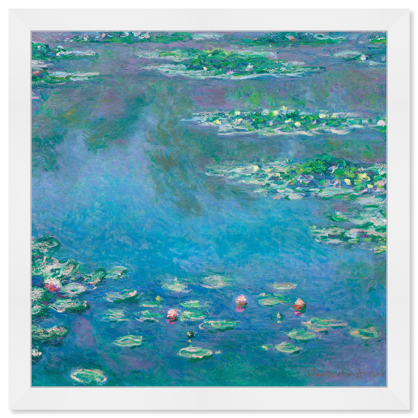Classic Water Lilies in a Pond by Birch Lane™ - Picture Frame Print, White, 22" H x 22" W
