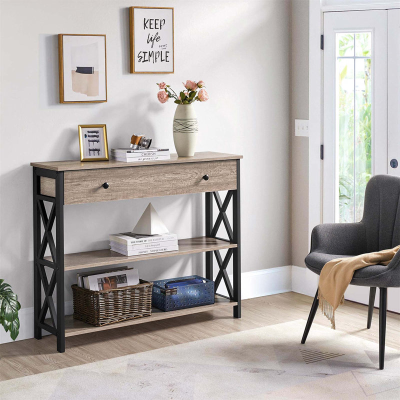 Annam Console Table, 80cm H x 100cm W x 30cm D, Black, Grey