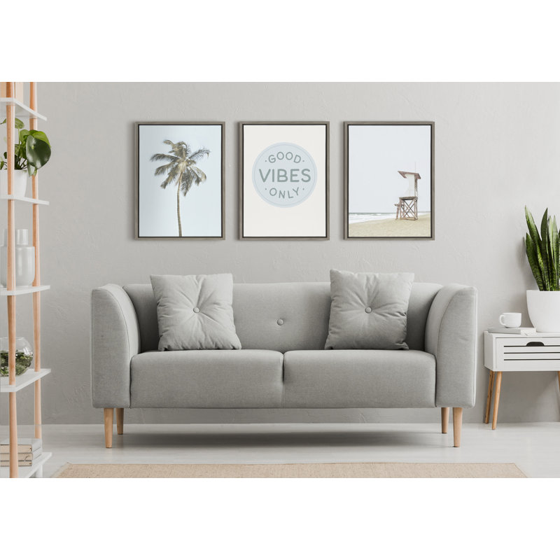 Good Vibes Only Pale Blue Canvas Motivational Print