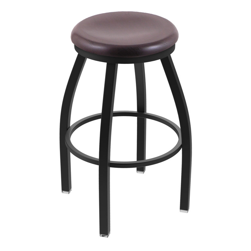 XL 802 Misha Swivel Stool, Dark Cherry Oak, Black Wrinkle, Bar Stool (30” Seat Height)