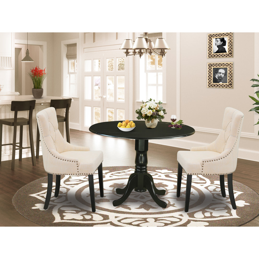 Mckey Drop Leaf Rubberwood Solid Wood Dining Set Canora Grey Table 