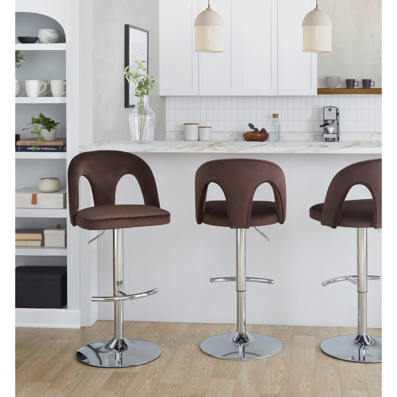 Tabouret de bar réglable, Brun, Chrome chrome