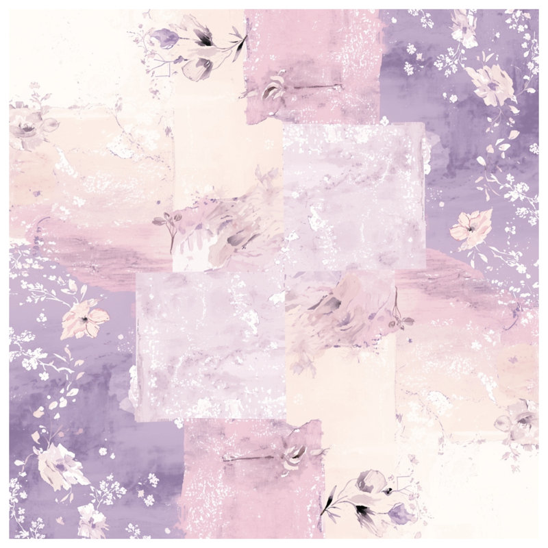 Tapis de bain pastel à motif floral abstrait, L 24 po x L 17 po