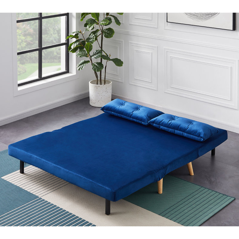 Wallen 2 Seater Velvet Sleeper, Blue