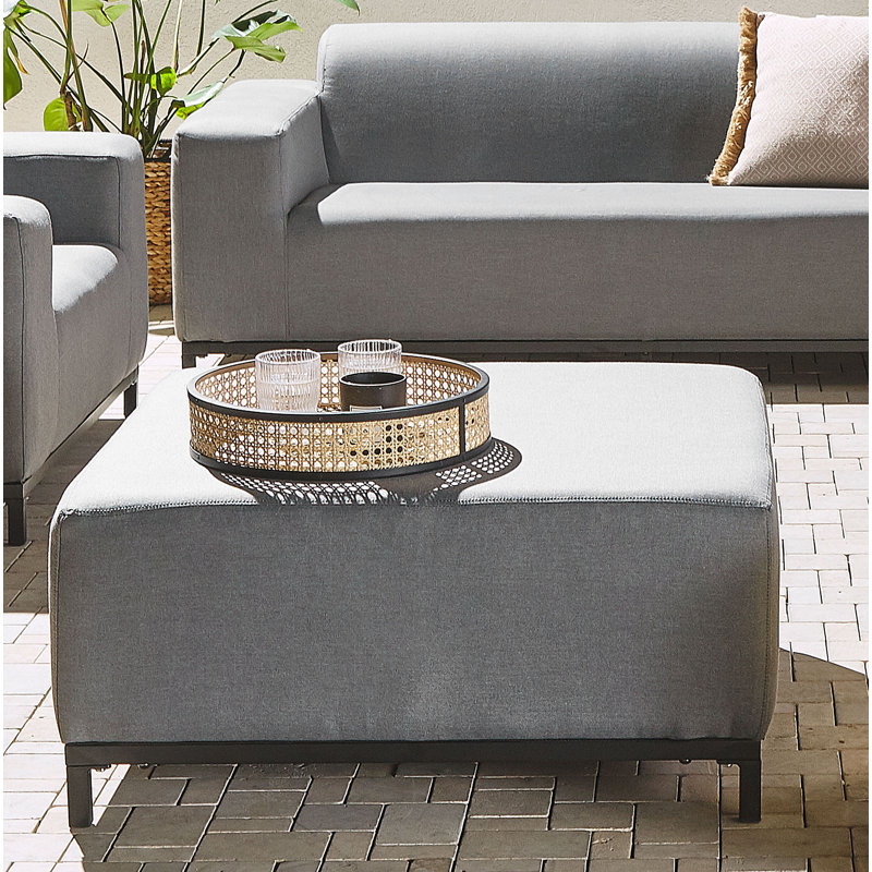 Myaree Upholstered Outdoor Ottoman, Grey