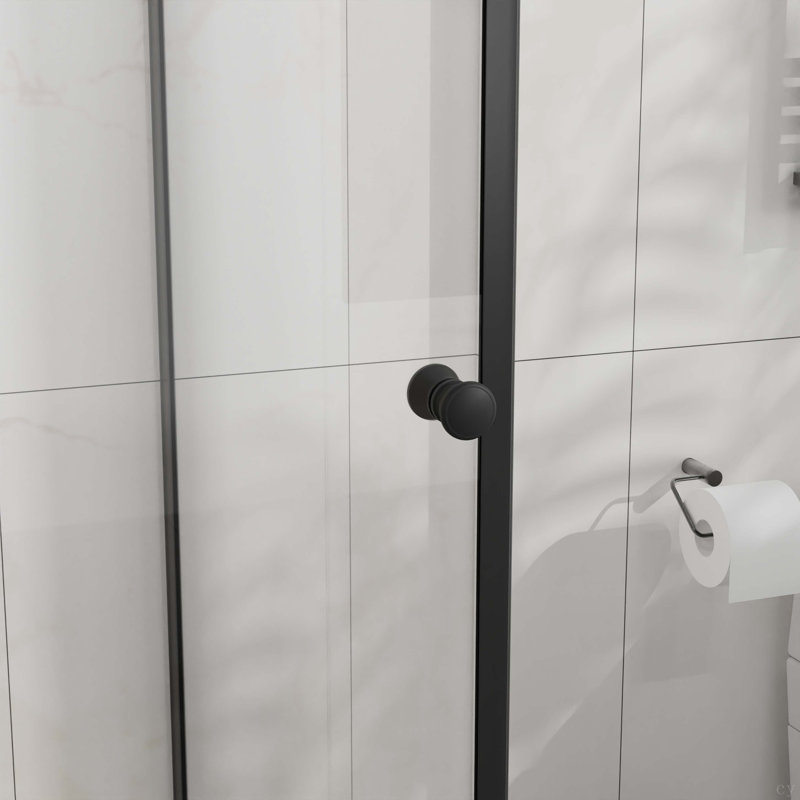 Shower Enclosure Frameless 36 In X 72 In, Corner Shower Door With 1/4 In. Clear Tempered Glass, Pivot Opening, Black Finish