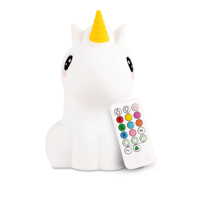 Unicorn-Shaped White Silicone LED Nightlight with Remote