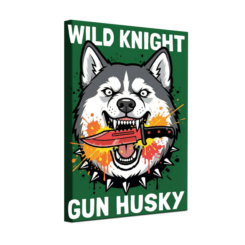 Animaux, chevalier sauvage, fusil, Husky, éclaboussures de sang, H 36 po x l 24 po