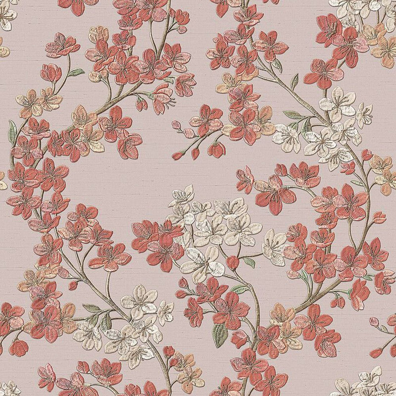 Porcelle Floral Roll, Beige/Orange/Green