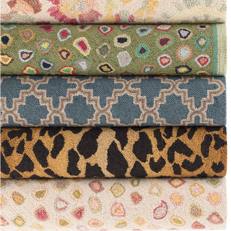 Leopard Hand Micro Hooked Wool Rug, Rectangle 3' x 5'