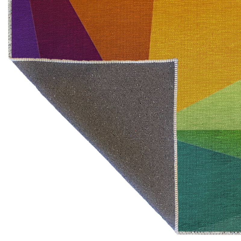 Tapis multicolore multicolore texturé géométrique à motifs géométriques, Rectangle 3 pi 11 po x 5 pi 10 po
