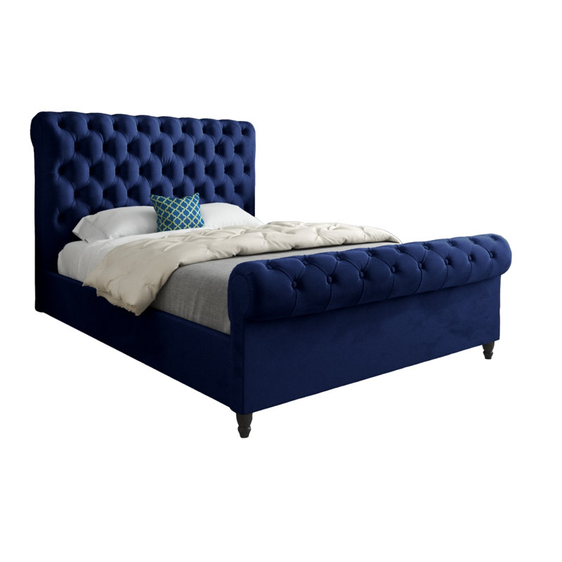 Aldous Upholstered Bed, Kingsize (5'), Blue