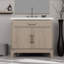Meuble-lavabo simple en chêne gris 36 po X P 22 po D, avec plateau en quartz blanc-117980132
