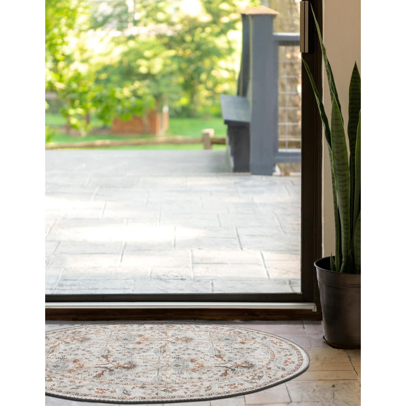 Tapis traditionnel Guljan couleur ivoire, Ovale 2 pi x 3 pi 1 po