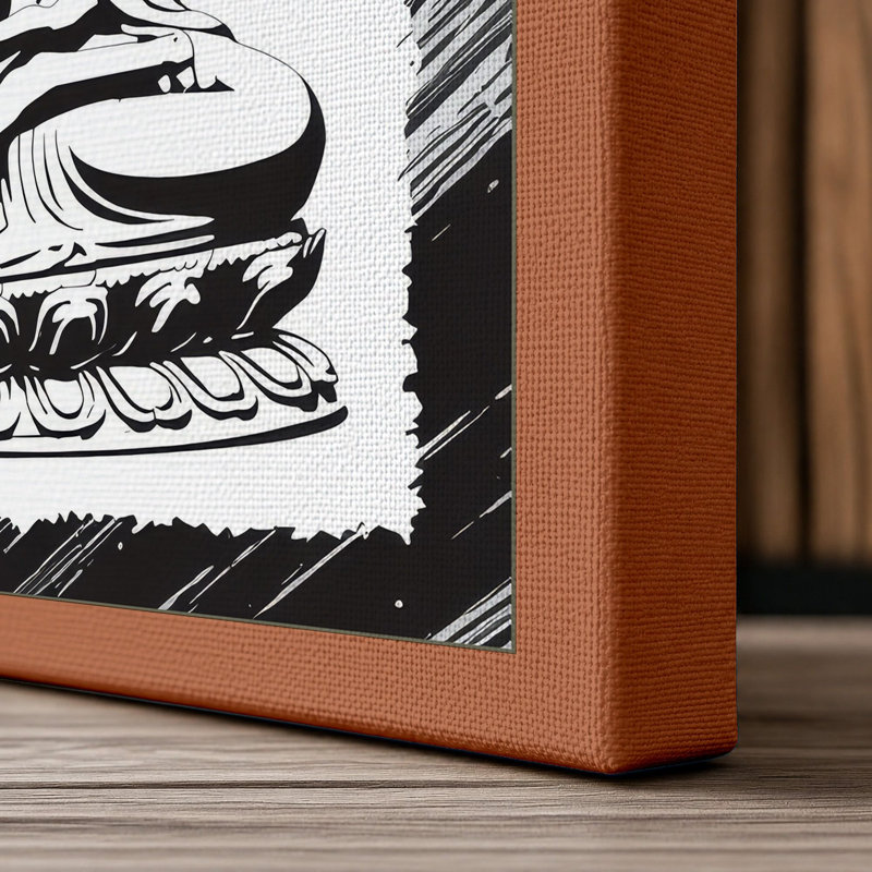 Seated Buddha Japandi - Wrapped Canvas, 18x12 - 45.7 x 30.5 cm, Terracotta Border