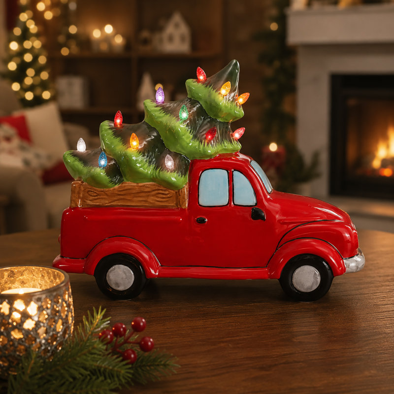 Arbre de Noël rouge en céramique rouge