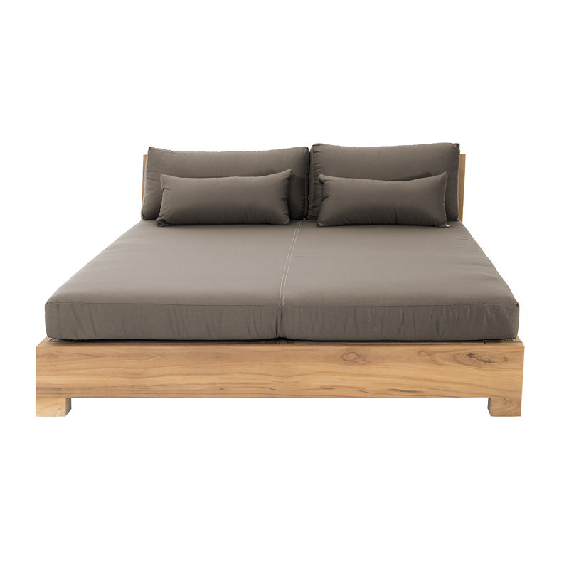 Monterey Teak Outdoor Daybed Lounger, Taupe