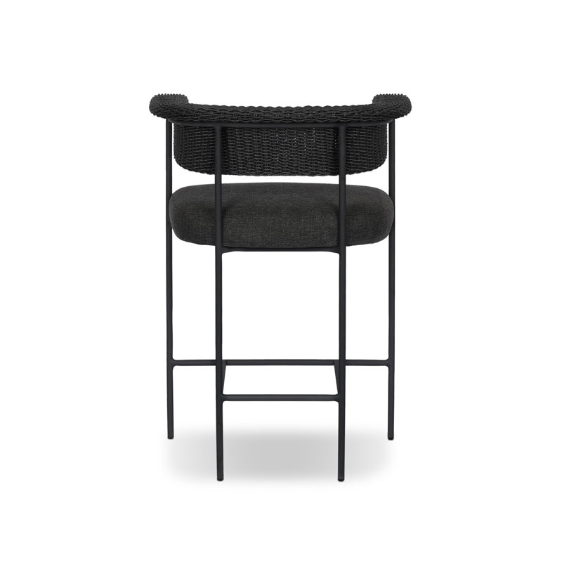 Carrie Outdoor Bar Stool, Black, 26", Black