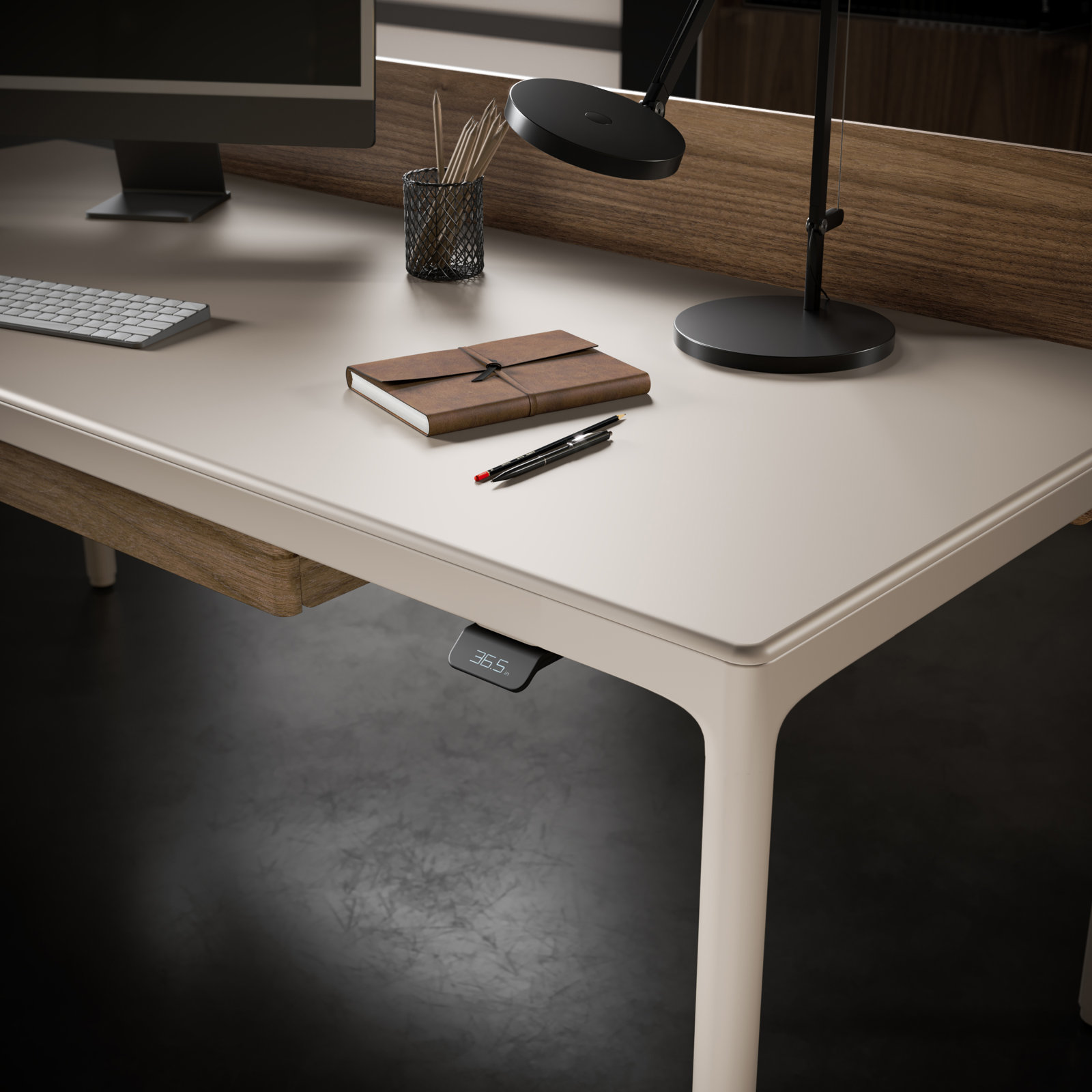 Luma Office - Lift Desk, 27" H x 66" W x 28" D, Dune