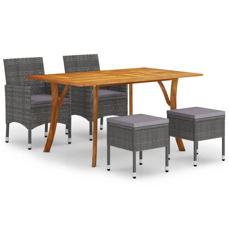  Ensemble de salle à manger 5 pièces en bois d'acacia massif gris, Gris, Gris foncé