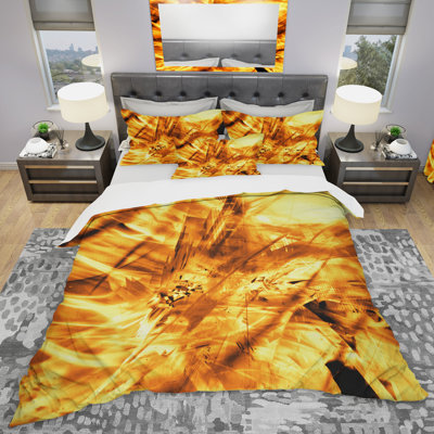 Tempête de sable jaune - ensemble de housse de couette abstrait - microfibre de polyester