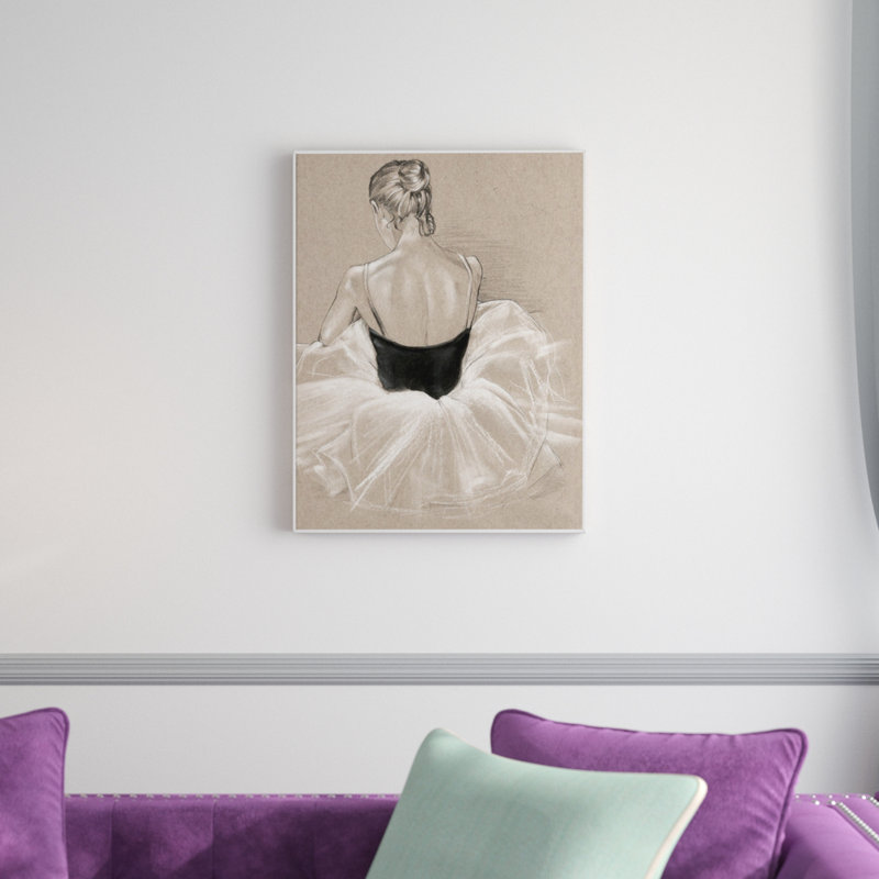 «Ballet Study II», peinture sur toile, H 25,7 po x l 19,7 po x P 1,75 po, Cadre flottant blanc