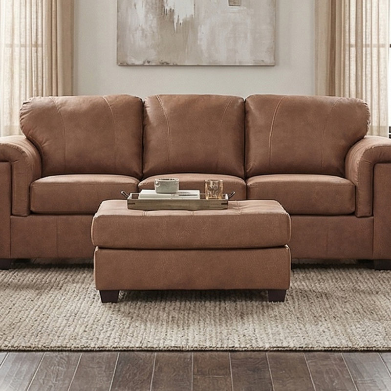 38" Upholstered Rectangular Ottoman - Urban Caramel, Urban Caramel